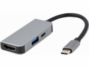 Gembird A-CM-COMBO3-02 USB Type-C 3-in-1 multi-port adapter (USB port + HDMI + PD) silver