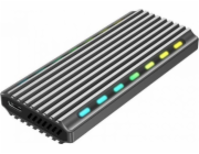 GEMBIRD externí box pro M.2 NVMe disky, USB 3.1, hliník, podsvícení, černá