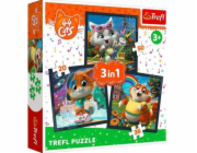 Puzzle 3v1 Seznamte se s roztomilými koťaty 44 koček