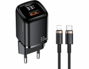 Nabíječka Upiams Djams Lock síť. 1XUSB-C +1XUSB T46 33W PD3.0 +QC3.0 Rychlé nabíjení +U63 USB-C kabel/Lightning Czarny/Black Udtz01