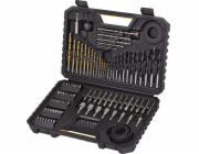 A set of drills and bits in a strong cassette of 100 pcs.