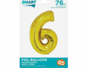 GoDan Fóliový balónek číslo 6 zlatý Smart 76cm