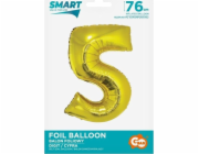 GoDan Fóliový balónek číslo 5 zlatý Smart 76cm