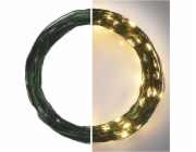 LED vánoční nano řetěz zelený, 15 m, venkovní i vnitřní, teplá bílá, časovač
