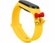 Vánoční náramek Hurtel Strap Xmas Wristband pro Xiaomi Mi Band 4 / Mi Band 3 Vánoční silikonový náramek žlutý (zvonky)
