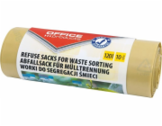 Kancelářské výrobky KANCELÁŘSKÉ PRODUKTY sáčky na odpad z domácnosti, na separaci plastů, silné (LDPE), 120l, 10 ks, žluté