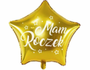 PartyDeco Plastic Balloon Star - Jsem jeden rok, 48 cm, zlatá jedna velikost