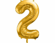 Party Deco Foil balónek číslo 2, 86cm, univerzální zlatý
