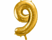 Party Deco Foil balónek Číslo 9, 86cm, univerzální zlatý