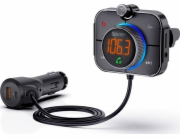 SAVIO FM transmitter, Bluetooth 5.0, nabíječka QC/PD 3.0, ENC, AUX OUT, Micro SD, TR-14, černá barva