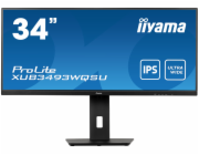 iiyama ProLite XUB3493WQSU-B5 - LED monitor - 34" - 3440 x 1440 UWQHD @ 75 Hz - ADS-IPS - 400 cd/m2 - 1000:1 - 4 ms - 2xHDMI, DisplayPort - reproduktory - matná čerň