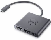 Dell - Video adaptér - 24 pin USB-C s piny (male) do HDMI, DisplayPort, USB-C (pouze napájení) se zdířkami (female) - 18 cm - podporuje 4K, průchozí napájení