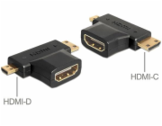 Delock - Rozdvojka HDMI - HDMI se zdířkami (female) do 19 pin mini HDMI Type C, 19 pin micro HDMI Type D s piny (male) - černá