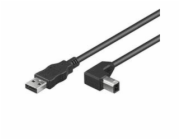 PREMIUMCORD Kabel USB 2.0 A-B propojovací 3m - zahnutý B konektor 90°
