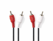 Nedis CAGB24200BK20 - Stereofonní Audio Kabel | 2x RCA Zástrčka - 2x RCA Zástrčka | 2 m | Černá barva