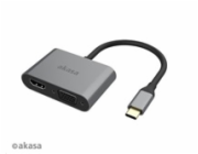 AKASA adaptér USB-C 2-in-1 (single or dual display output, HDMI & VGA)