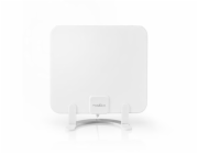 NEDIS aktivní pokojová DVB-T/T2 anténa/ FM / UHF / VHF/ rozsah příjmu 0-25 km/ LTE700/ zesílení 30 dB/ ABS/ bílá