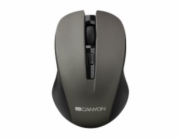 CANYON myš optická bezdrátová CMSW1, nastavitelné rozlišení 800/1000/1200 dpi, 4 tl, USB nano reciever,  šedá