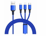 PremiumCord Kabel 3 in 1 USB, 3 konektory USB Type-C + micro USB + Lightning pro Apple, 1.2m