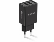 ALIGATOR CHA0035 Chytrá síťová nabíječka ALIGATOR 2.4A, 2xUSB, smart IC, černá, kabel pro iPhone/iPad 2A