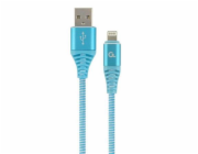 Gembird kábel nabíjací Lightning 8-pin (M) na USB 2.0 (M), prémiový, opletený, 2 m, modrý