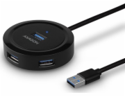 AXAGON HUE-P1A, 4x USB 3.2 Gen 1 ROUND hub, micro USB napájecí konektor, kabel USB-A 30cm