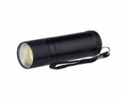 LED svítilna kovová, 3W COB LED, na 3x AAA černá