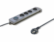 Qoltec Swift prodlužovací kabel, 4 zásuvky, 1,5 m šedý (50163)