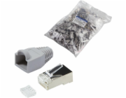 LogiLink Netzwerkanschluss - RJ-45 (M) - abgeschirmt - CAT 6 - ohne Haken - Hellšedá, RAL 7035 (Packung mit 100)