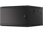 LANBERG Nástěnná jednodílná skříň 19", 6U/600x600 FOR SELF-ASSEMBLY plechové dveře černá (RAL9004)   (v rozloženém stavu