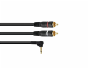 OMNITRONIC adaptérový kabel 3,5 Jack 90°/2xRCA 1,5m bk