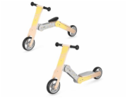 Spokey WOO-RIDE MULTI Dřevěné dětské odrážedlo a koloběžka v jednom, žluté