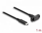 Delock Kabel SuperSpeed USB 10 Gbps (USB 3.2 Gen 2) ze zástrčky USB Type-C na zásuvku, 1 m panelová montáž, černý