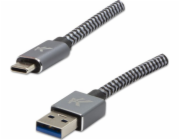 Kabel USB Logo USB-A - USB-C 1 m Černá a šedá