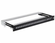 19" modulární stíněný patch panel LEXI-Net 24port, černý, výsuvný