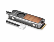 AXAGON CLR-M2FAN, měděný chladič s ventilátorem pro jedno i oboustranný M.2 SSD disk, výška 13 mm