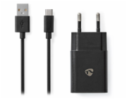 NEDIS síťová nabíječka/ USB-C/ 2.4 A/ 5.0 VDC/ černá/ kabel 1m