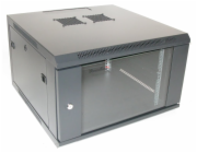 XtendLan 19" nástěnný rozvaděč 6U 600x600, nosnost 60 kg, skleněné kouřové dveře, svařovaný, černý