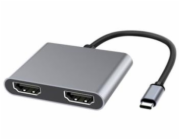 PremiumCord MST adapter USB-C na 2x HDMI, USB3.0, PD, rozlišení 4K a FULL HD 1080p