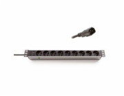 19" rozvodný panel,9x230V,1U, IEC320 C14  2,5m