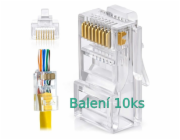 W-Star Konektor UTP RJ45EZ Cat5e 10ks pozlacený 5SLD pass through drát licna RJ45EZc510