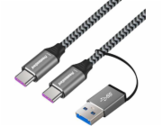 USB-C kabel ( USB 3.2 GEN 2, 5A, 100W, 20Gbit/s ) bavlněný oplet, 2m