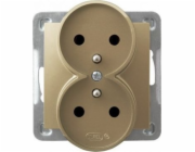 Double Socket Ospel Impresja GP-2yraz/M/28 s uzemněním pro prestižní rámy zlatý kovový