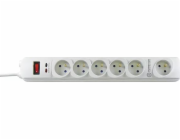 Prodlužovací kabel Powerton, 6 zásuvek, 3 m, bílá