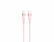 Silikonový kabel Tellur Type-C na Lightning PD30W 1m růžový