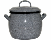 Hrnec smalt 12 cm/1,5 l s poklicí dekor kámen