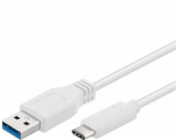 Kabel USB-C/male - USB 3.0 A/male, bílý, 1m