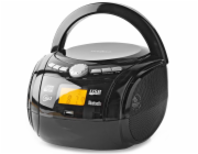 NEDIS CD přehrávač Boombox/ výkon 9 W/ napájení z baterie/ síťové napájení/ stereo/ BT/ FM/ USB/ černý