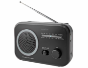 NEDIS přenosné rádio/ AM/ FM/ napájení z baterie/ síťové napájení/ analogové/ 1.8 W/ výstup pro sluchátka/ černo-šedé
