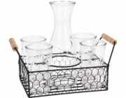 Sada 4 ks sklenic 450 ml na nápoje + 1x karafa 1 l + drátěný